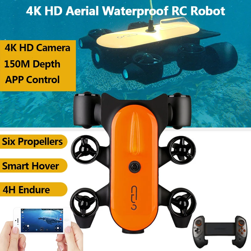 Diving Aerial RC Robot 4K Camera 6 Propeller Drive 150M Depth Smart Hover APP Control 4Hours Sports Underwater Shooting Device