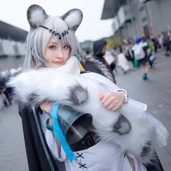 New Hand Made Work Arknights Pramanix SliverAsh Cosplay Prop Leopard Silver Gray Tail Ears For Game Party Costume