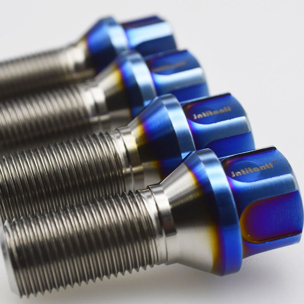 Jntitanti Gr5 titanium wheel anti-theft lock bolt screw M12x1.5x28-65mm 4+1 key for old BMW VW Etc