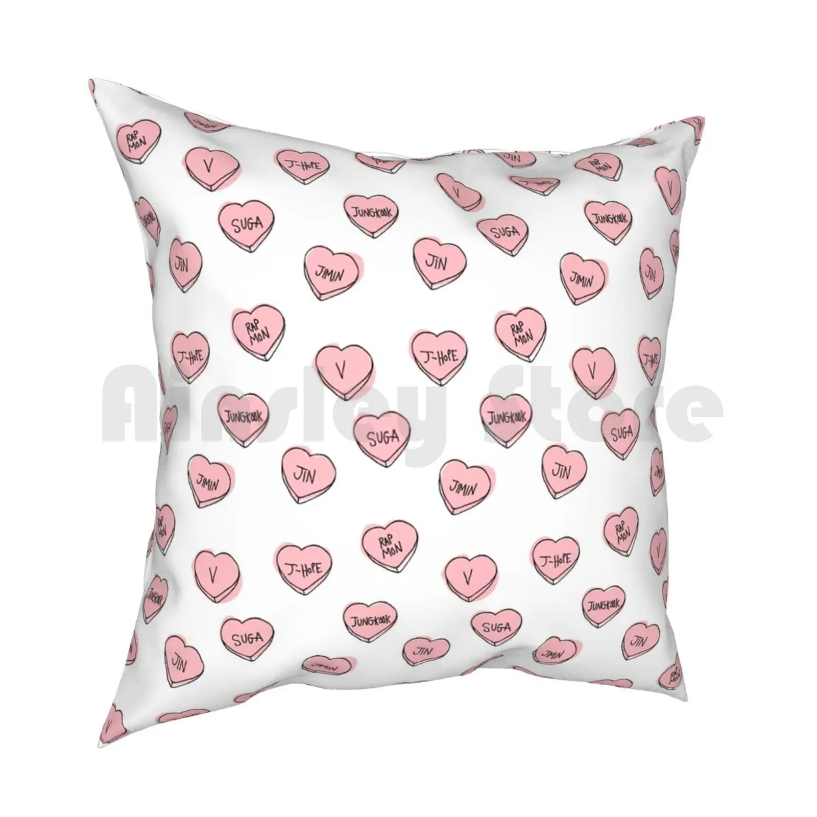 Hearts Pillow Case Printed Home Soft DIY Pillow cover Army Boys Kpop Quote Min Yoongi Suga Typography Yoongi Rap Monster