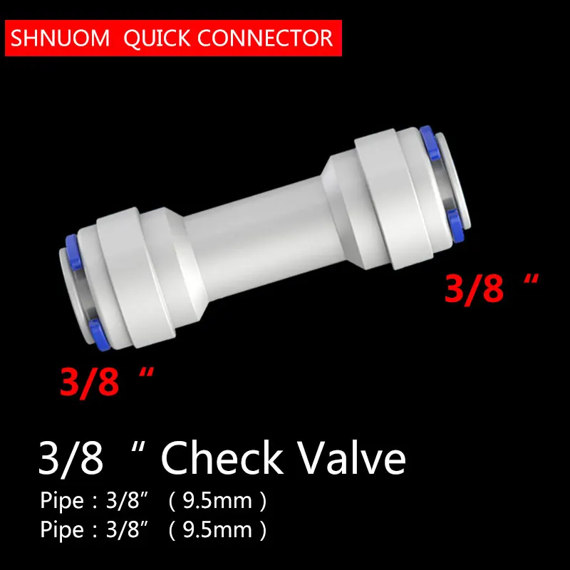 1/4'、‘3/8'' tube white check valve Straight-through 9.5MM joint Pipe connector of reverse osmosis system water purifier fittings