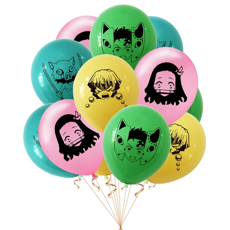 20/40pcs Anime Demon Slayer Kimetsu No Yaiba Balloons Cartoon Demon Slayer Latex Balloons Birthday Party Decorations Supplies