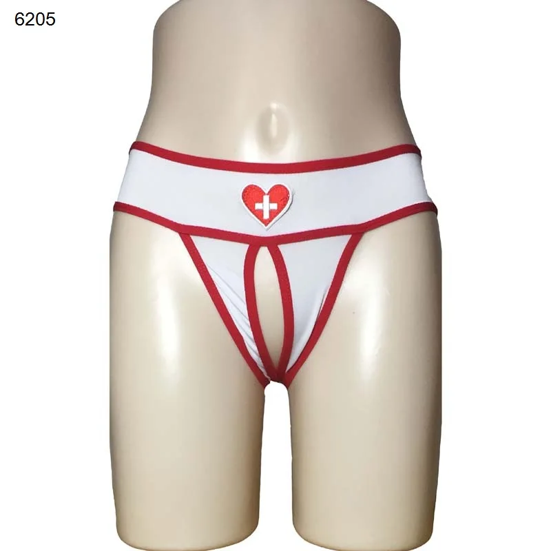 Sexy Nurse Uniform Open Crotch Butt Panties Underpants Briefs Shorts Women Lingerie Erotic Ladies Bikini Thongs