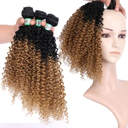 Afro Kinky Curly Hair Bundles Black To Brown High Temperature Synthetic Hair Extensions 70g/piece for Black Women