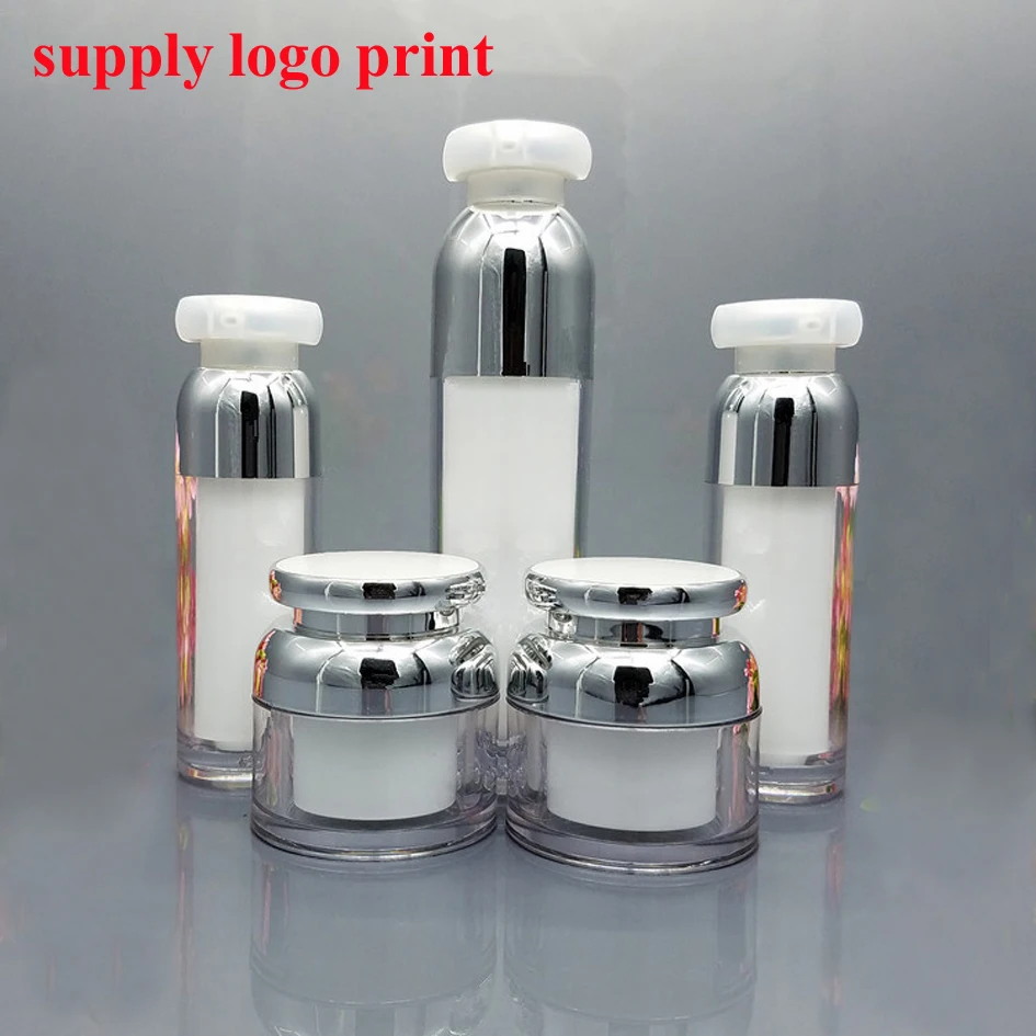 50pcs/lot top quality 15ml 30ml 50ml white and pink Acrylic pump bottles lotion bottle used for Cosmetic skincare packaging