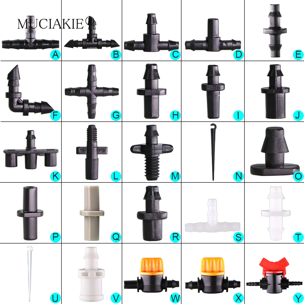 MUCIAKIE zraszacz nawadniania 1/4 Cal Barb Tee pojedyncze podwójne Barb kolczasty wody złącza rurowe dla 4/7mm wąż ogród montażu