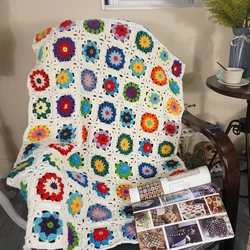 Handmade Sofa Mat Crochet blanket Cushion Granny square afghan blanket Colourful Stereo Daisy  Tablecloth Table runner