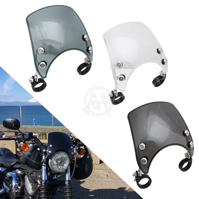 

Motorcycle Round-Headlight ABS Windshield Wind Deflectors 39-41mm Fork Mount Compatible For Harley Sportster XL 883 1200 XL48