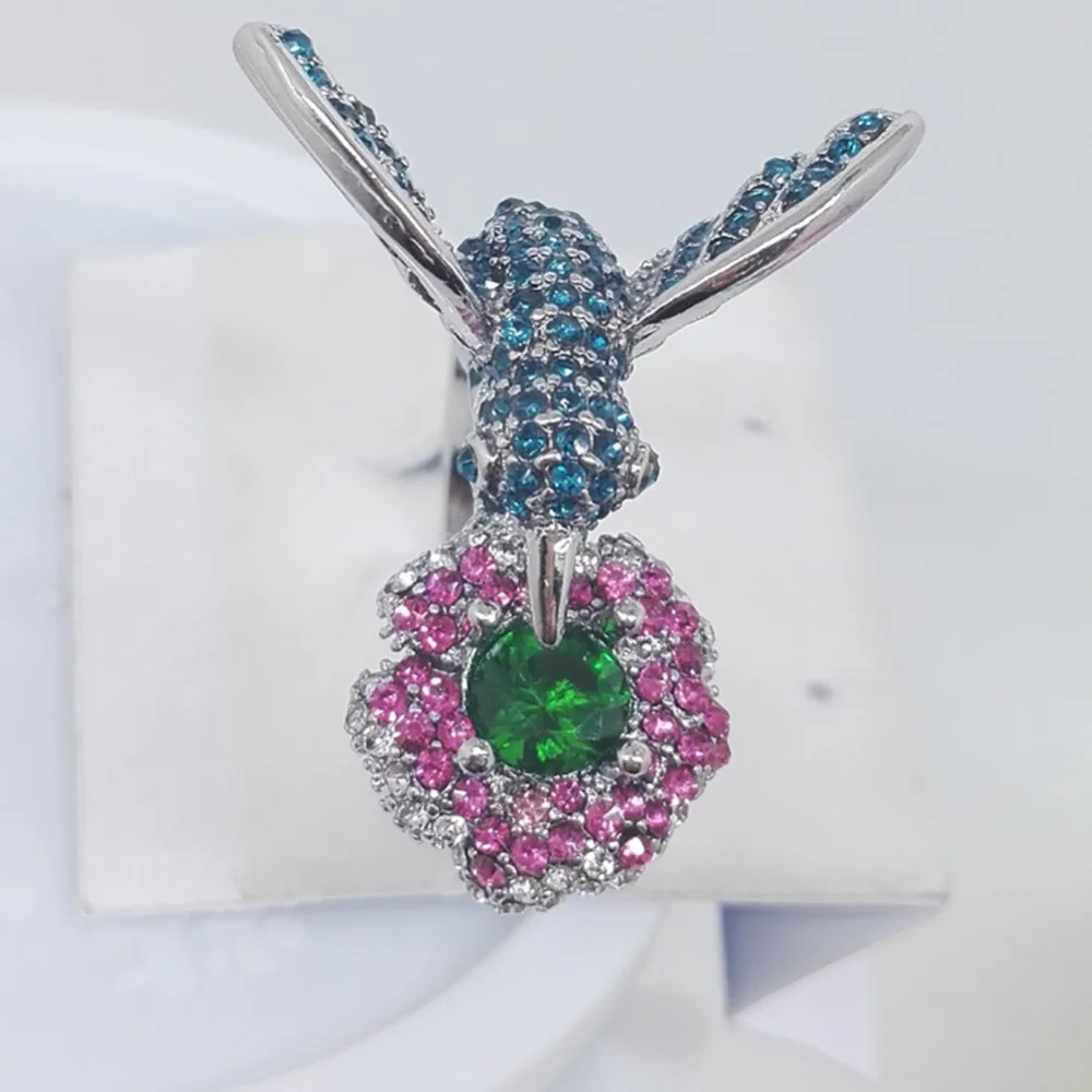 Milangirl  Fashion Women\'s   Plated Crystal Rhinestones Bird Flower Ring Wedding Engagement Jewelry  #267974