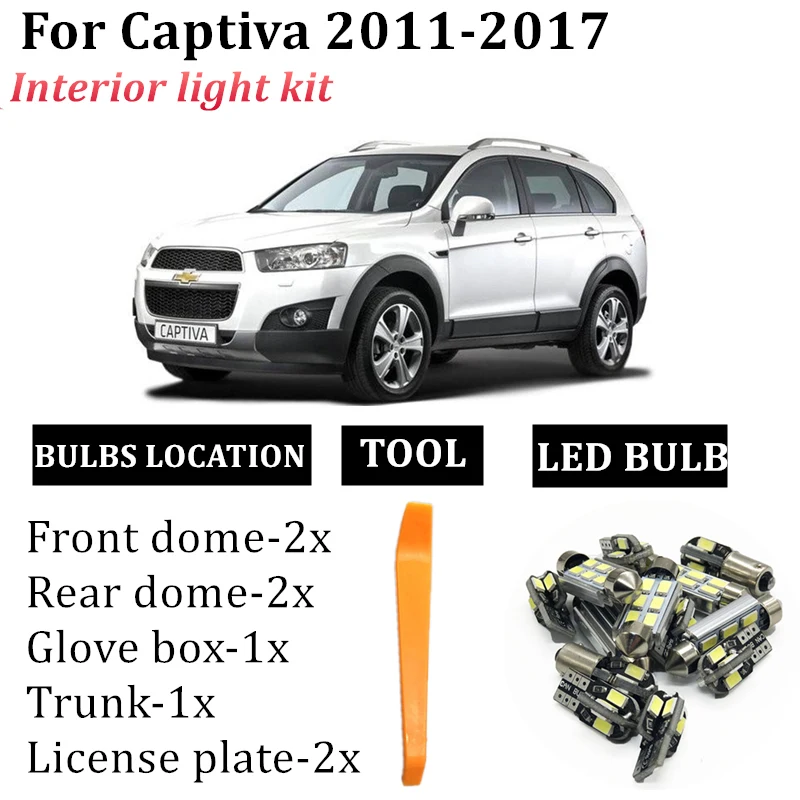 

Auto interior light kit For Chevrolet chevy Captiva C100 C140 2011-2017 T10 Festoon Car LED Bulbs Map Trunk Light Accessories