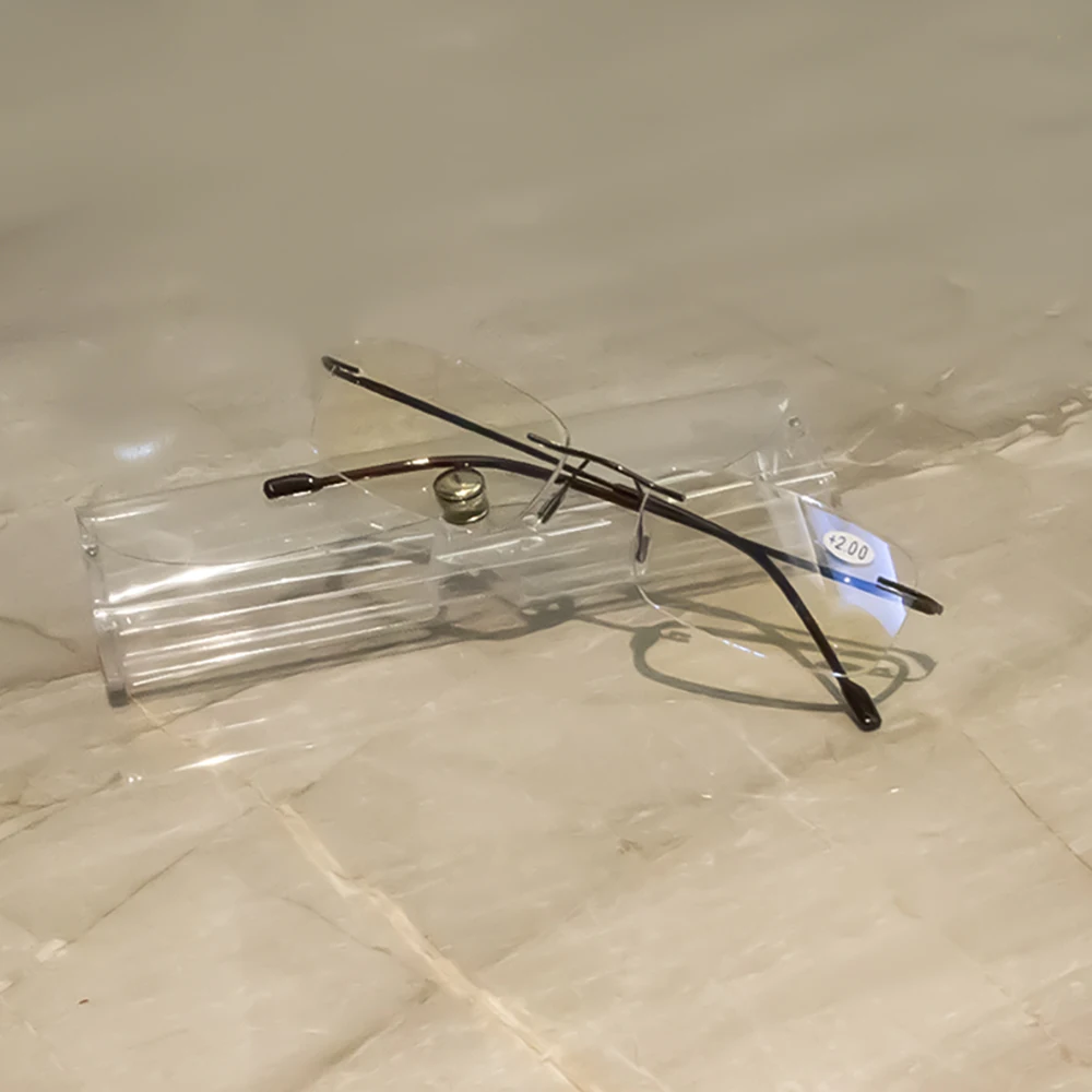 Randlose Lesebrille aus Titanlegierung, ultraleicht, quadratisch, flexibel, Presbyopie-Brille, Anti-Blue-Ray-Brille, Unisex – Detail 15