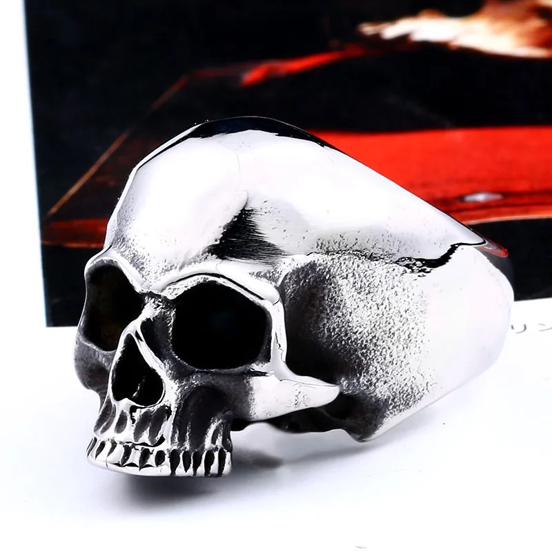 Beier 316L Stainless steel Vintage punk skull men\'s ring ancient silver color rock fashion jewelry BR8-706