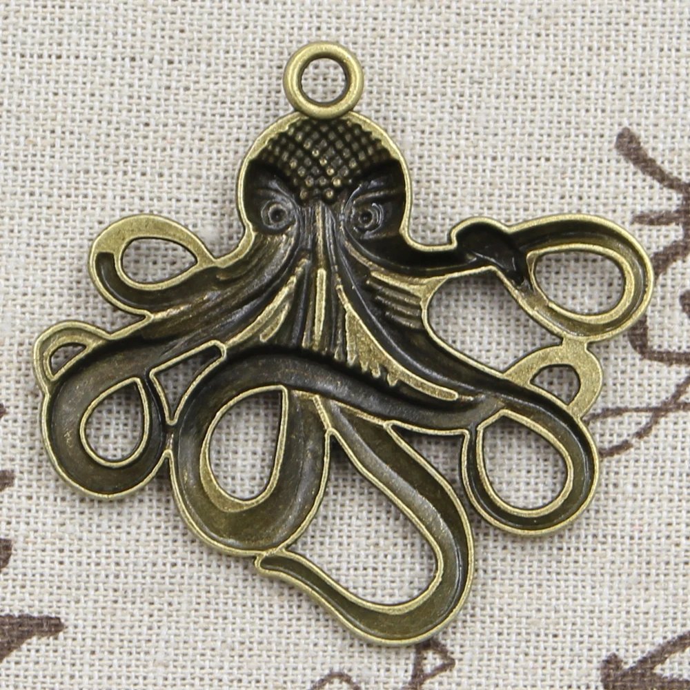 3pcs Charms Octopus 59x57mm Antique Making Pendant fit,Vintage Tibetan Bronze Silver color,DIY Bracelet Necklace