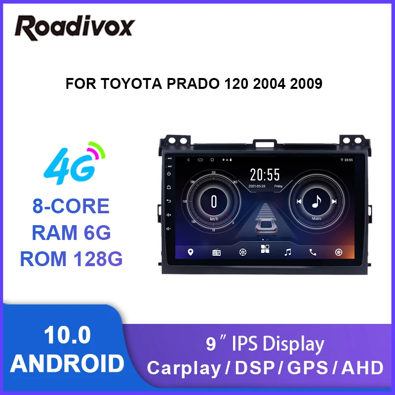 

9" android 10.0 car radio video gps navigation player for Toyota prado 120 2004 2009 multimedia autoradio stereo head unit