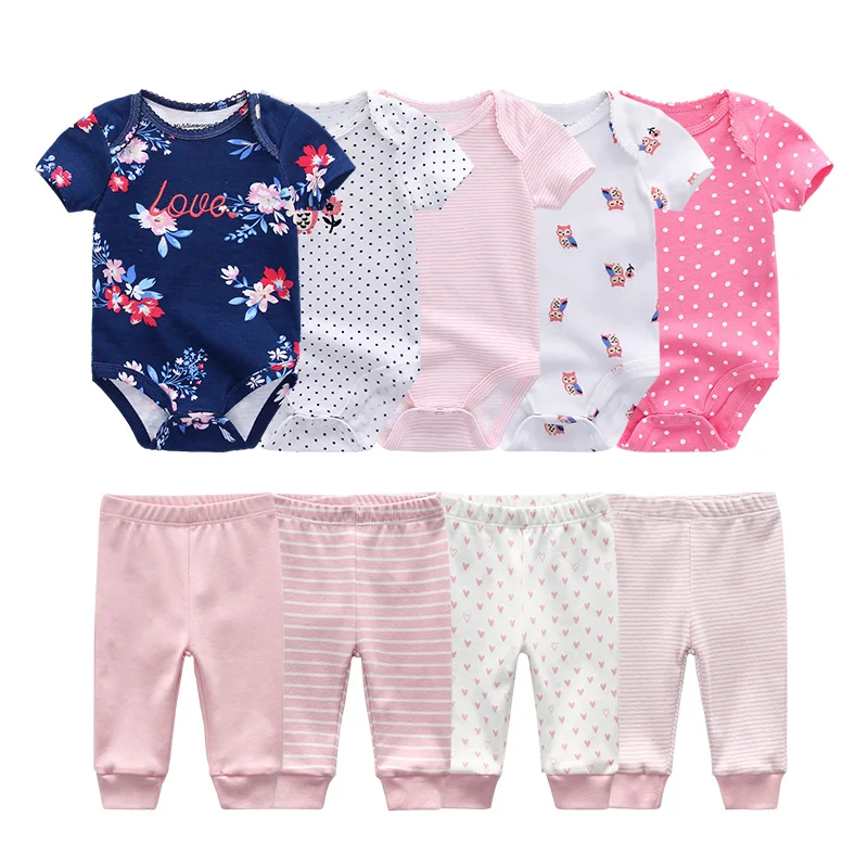 Unisex baby clothes Baby Boy Clothes Clothing Sets 0-12M Baby Boy Girl Clothes Newborn Baby Cotton Rompers+Pants Roupa de bebe