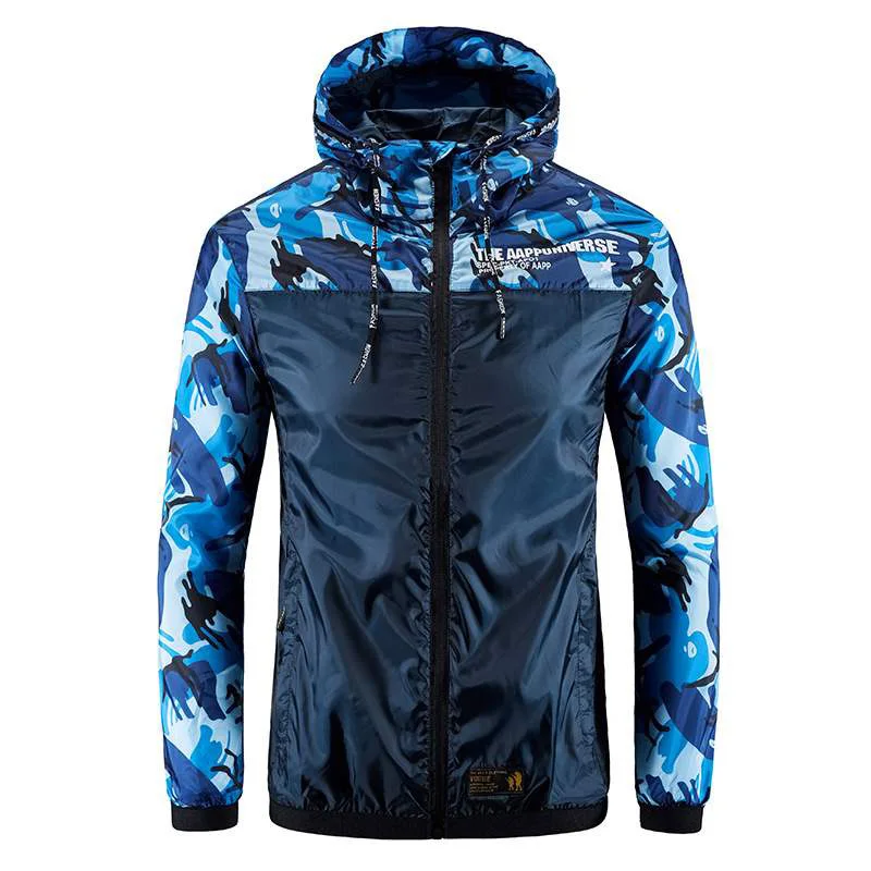 Summer New Men's Clothing Golf Long Sleeve Sports Jacket Outdoor Lightweight Camo Hooded UV Protection White Or Blue Top