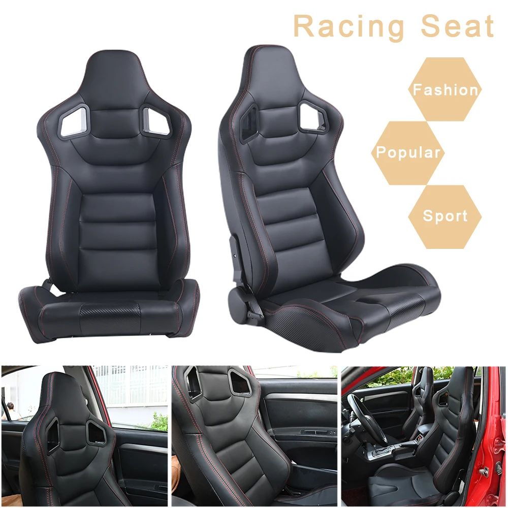 R-EP Universal Racing Seat for Tuning Sport Car Simulator Bucket Seats Adjustable Black PVC Leather XH-1041-BK