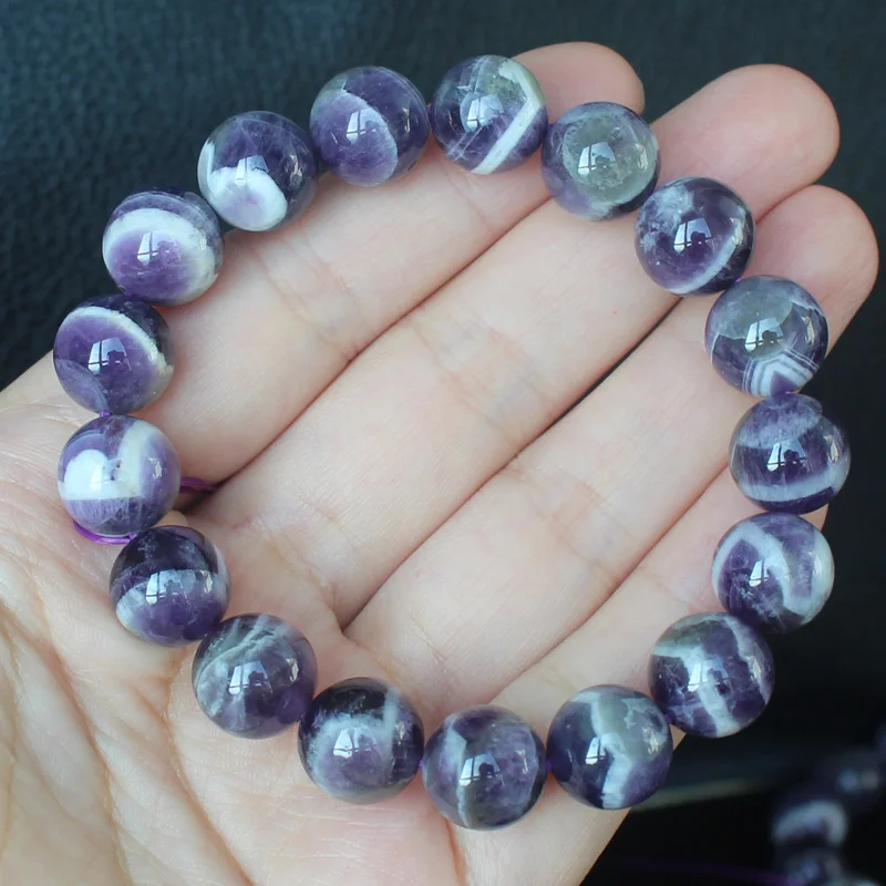 Natural Amethyst Real Gem Stone DogTeeth Amethyst GoodTexture Round Bracelet7-8inch ,For DIY Jewelry Making ! Necklace ,Bracelet