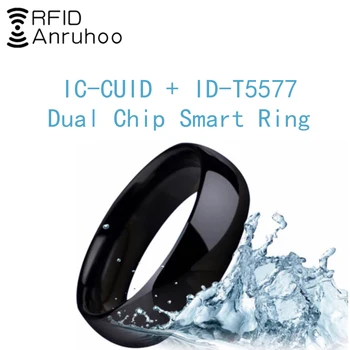 RFID dual chip smart ring rewritable CUID card copy T5577 key 13.56Mhz 125Khz copier badge duplicator waterproof clone tag