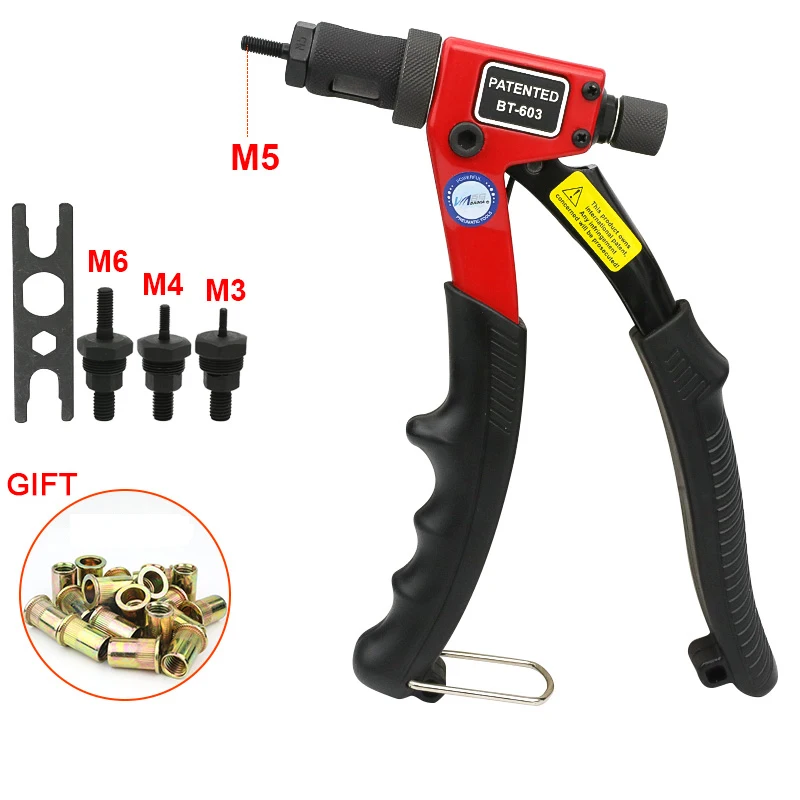 Free Shipping BT-603 Manual Riveter Gun Hand Rivet Tool Kit Rivet Nut Setting Tool Nut Setter M3/M4/M5/M6