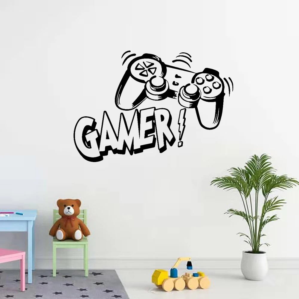 

Carved Gamer Wall sticker Vinyl Mural Wallpaper For Kids Room Decoration Decals boys ps4 Gaming poster Decor door Sticker