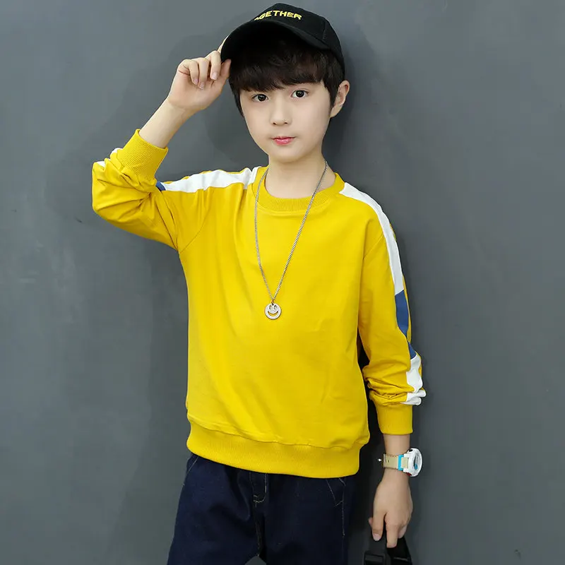 Spring Kids Boys Sweatshirt Cotton Teenage 3 Color Sport Tops Fall New Arrivals Long Sleeve Pullover T Shirt Children Casual Top