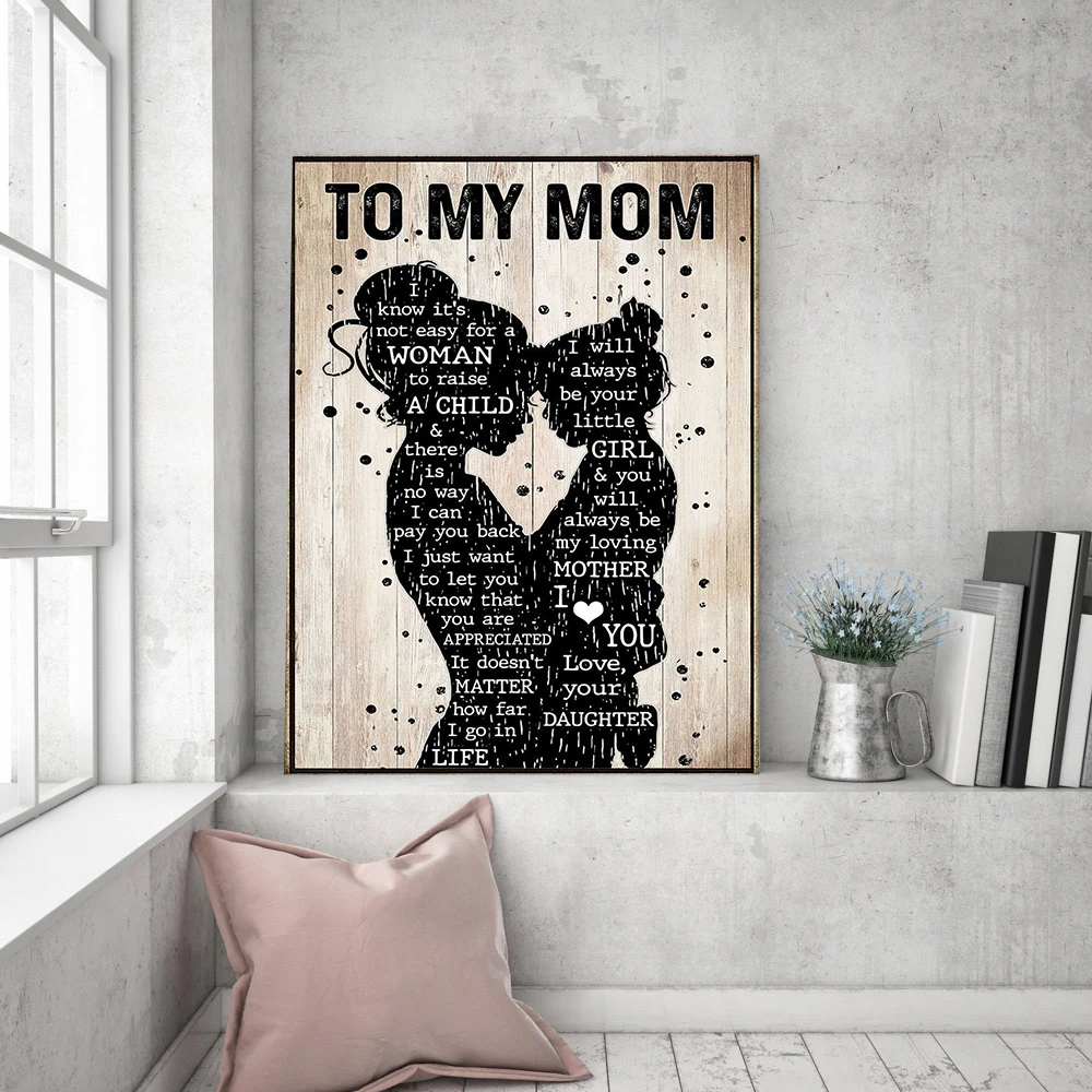 Mom daughter posters and prints Fashion paintings on the living room canvas Love you Mother's Day gifts Home decoration canvas p