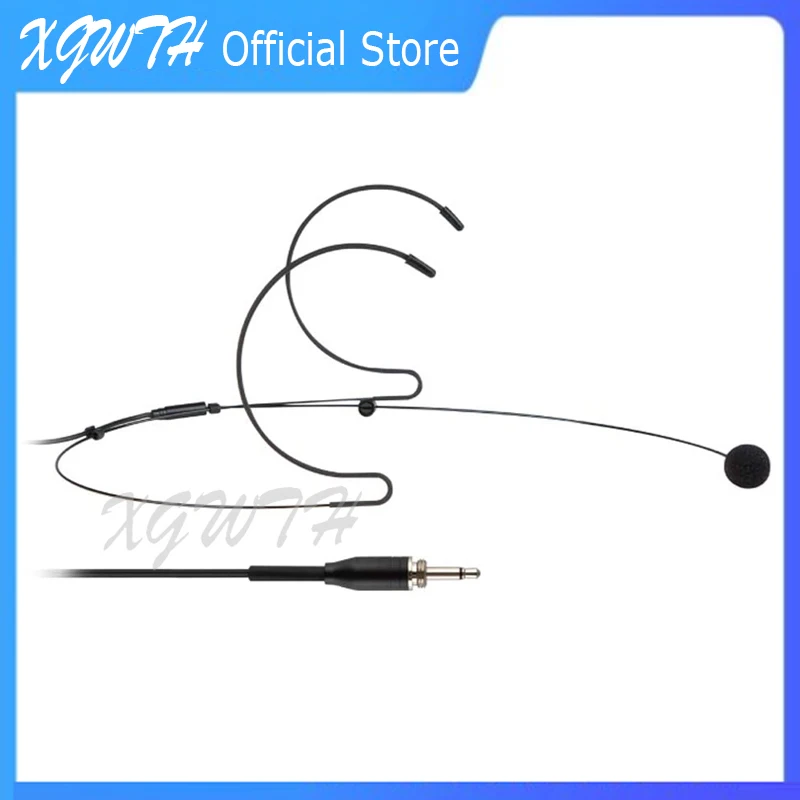Preto fone de ouvido microfone cabeça vestindo fone de ouvido sobre a orelha headworn mic para o sistema sem fio bodypack transmissor 3.5mm mono masculino