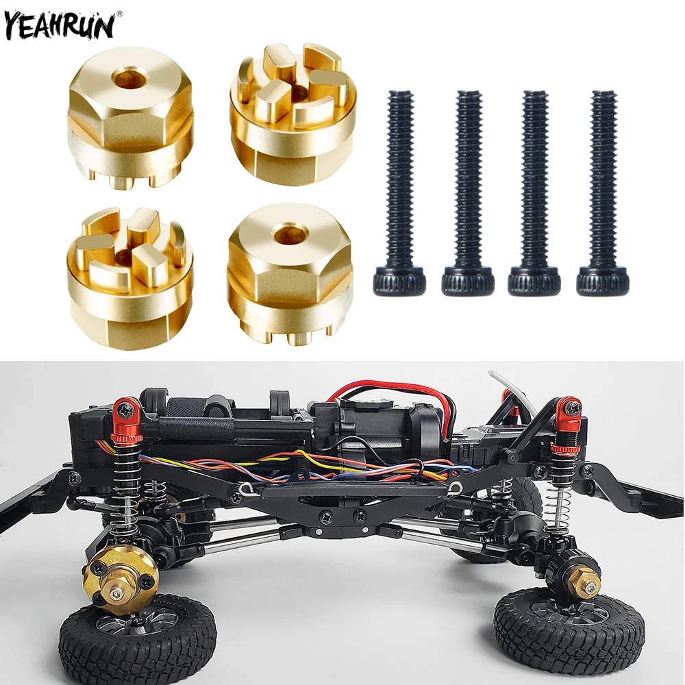 YEAHRUN 4Pcs Brass Counterweight Adapter Wheel Hub Combiner For Kyosho Mini-Z 4x4 1/18 Jimny 1/24 Wrangler RC Crawler Car