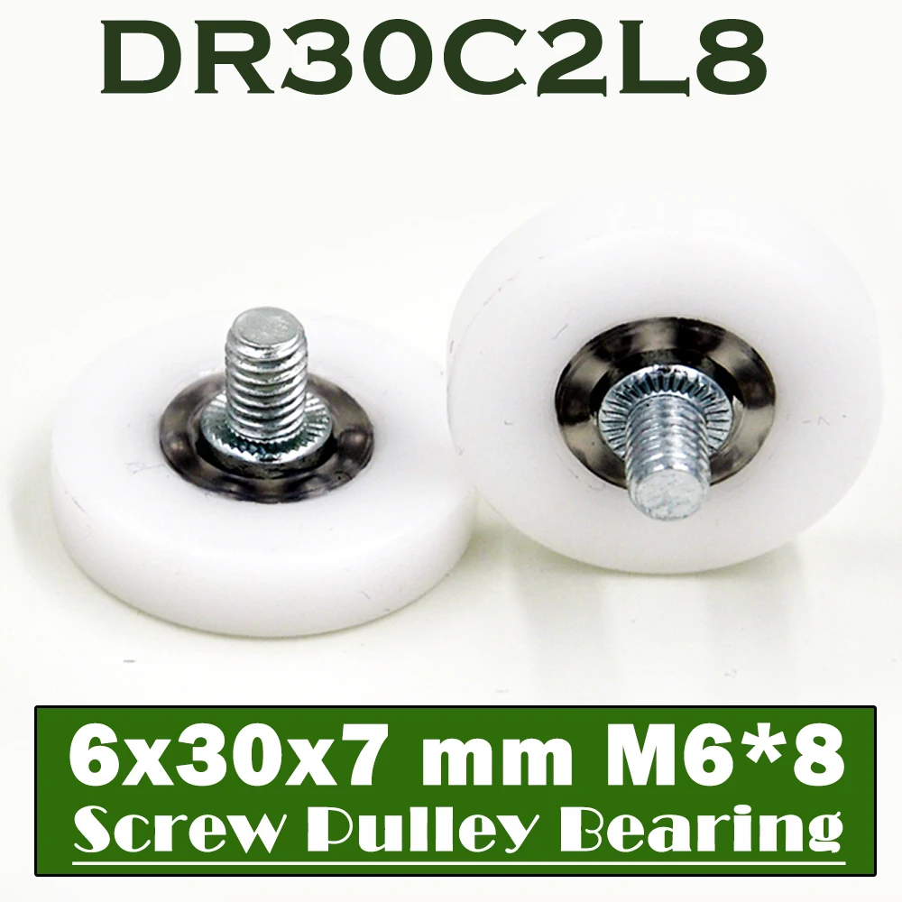 

DR30C2L8 Screw Pulley Bearing 6*30*7 mm ( 2 PCS ) Doors and Windows Roller Mute Wheel POM 636 M6*8 Plastic Covered Bearings