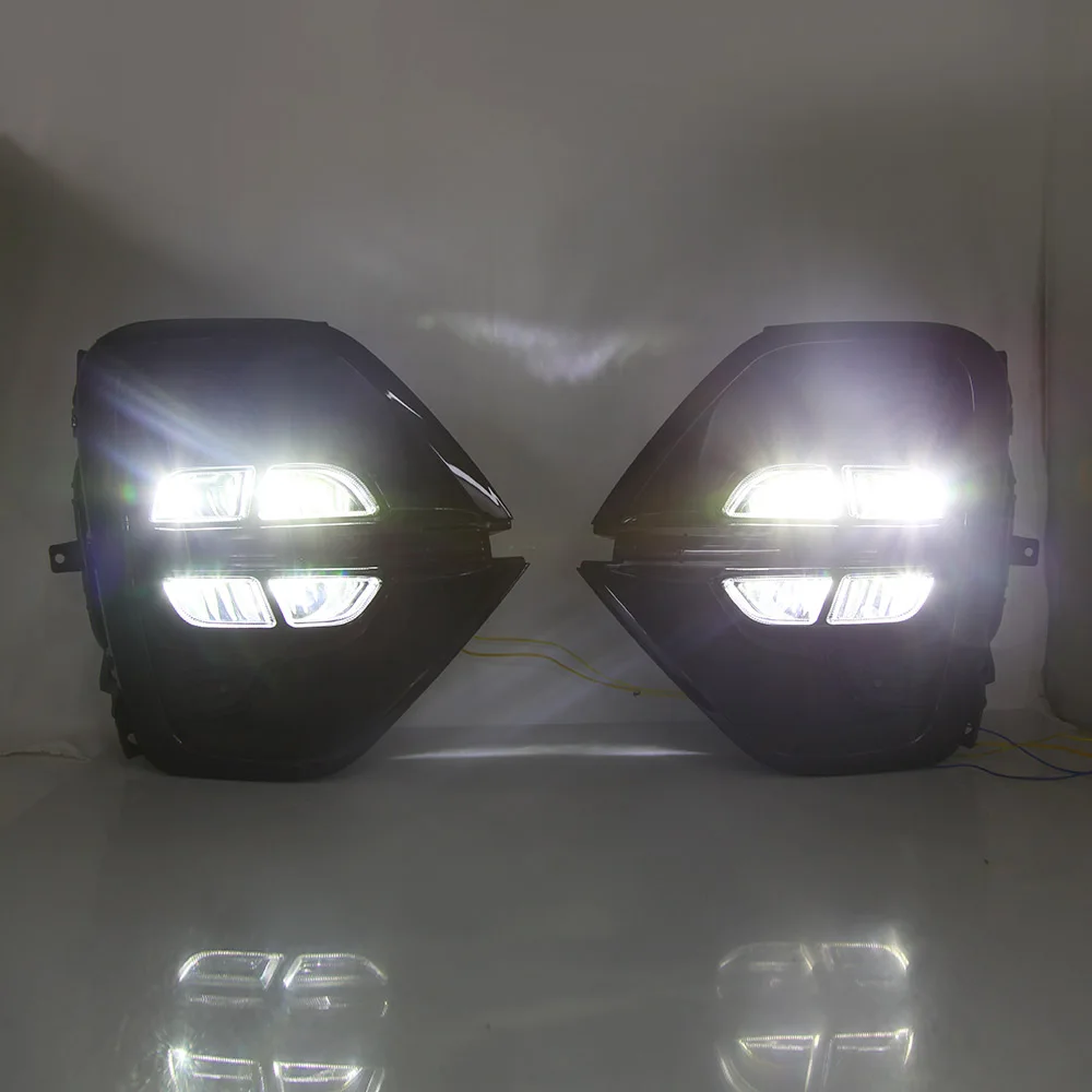 

July King Car Daytime Running Lights compatible for Kia Sportage 2019 2020, 6000K LED Front Bumper DRL Fog Lamp With Frame
