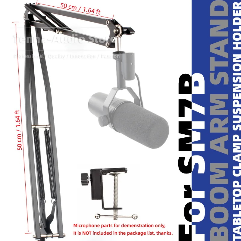 

Extra Long Suspension Mic Boom Arm Bracket For SHURE SM7B SM 7B SM7 7 B Microphone Stand Holder Mike Scissor Mount Desktop Clamp