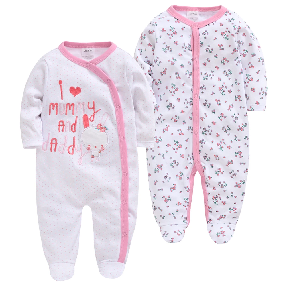 2pcs/lot baby rompers Baby Girl Clothes Full Sleeve 100%Cotton Cartoon Print Overalls Newborn Baby Footies Toddler Jumpsuit