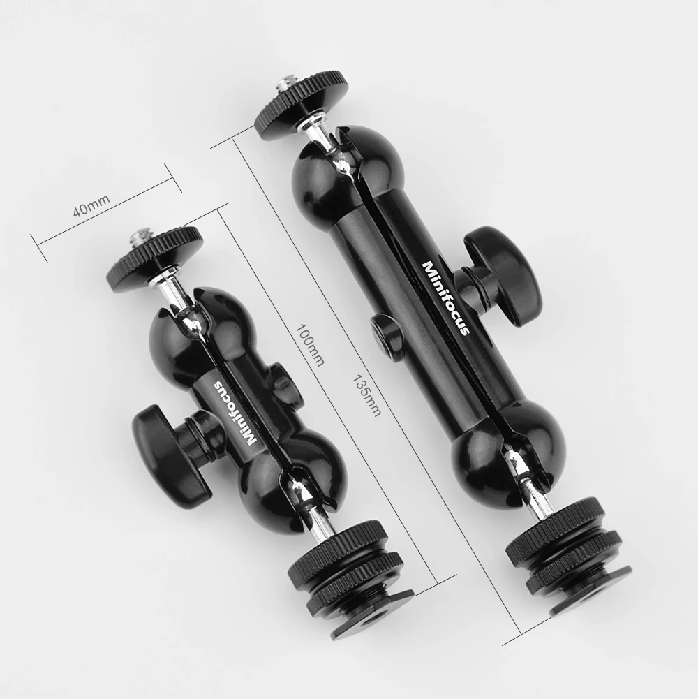 Адаптер с двойной шаровой головкой для холодного башмака Magic Arm с двойным шаровым креплением для камеры, видеокамеры, монитора, микрофона, видео, светодиодной подсветки