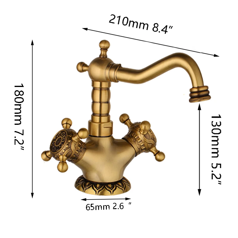 Swivel Antique Brass Small Tall Stream Spout Rotated Dual Handles Kitchen Bathroom Basin Sink Faucet Mixer Tap Water Faucet