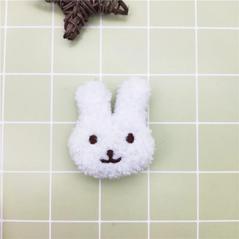10Pcs/Lot 5*6CM Plush Cartoon Teddy Velvet Rabbit Appliques For Baby Headwear Clip Bow Accessories Decor Patches