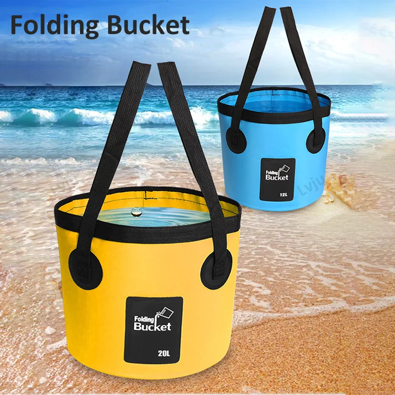 

Lvju 12L 20L Portable Bucket Water Storage Bag Storage Bag Waterproof Water Bag Fishing Folding Bucket