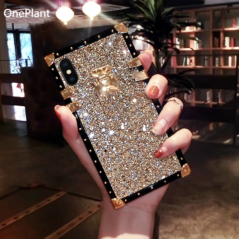 

Fashion Glitter Square soft Silica gel Phone Case For iPhone 14 13 12 11 Pro X XR Xs Max 7 8 Plus SE2020 Luxury bling Cover