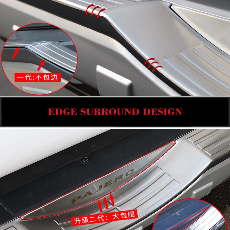 For Mitsubishi Pajero Stainless Steel Rearguard V97V93V73V87V98V95 Trunk Tailgate Guard Plate Trunk Threshold Modified Interior