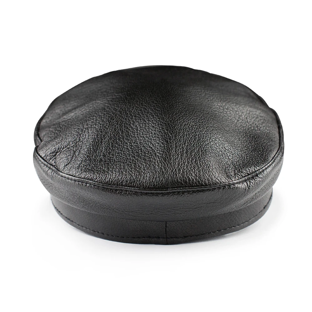 LA SPEZIA Newsboy Cap Women Genuine Leather Baker Boy Hat Real Sheepskin Ladies Beret Black High Quality Flat Cap