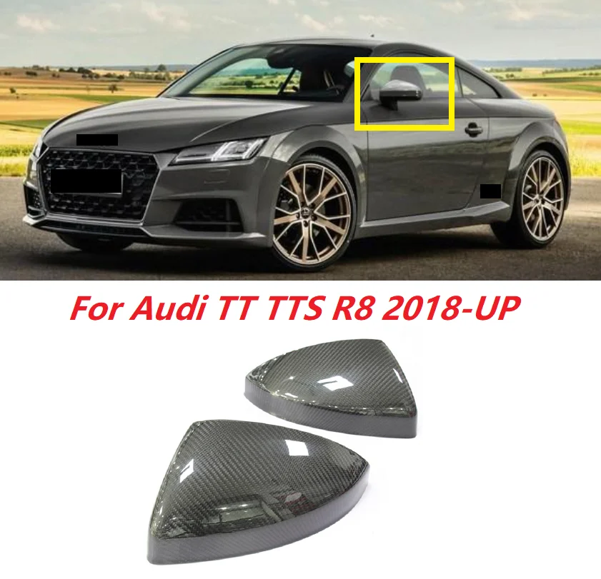 

Replacement Style Dry Carbon Fiber Auto Side Mirror Cover Caps Fit For Audi TT TTS R8 2018-UP With/Without Lane Assist