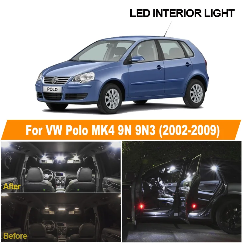 

12 шт., подсветка номерного знака для Volkswagen VW Polo MK4 9N 9N3 2002-2009