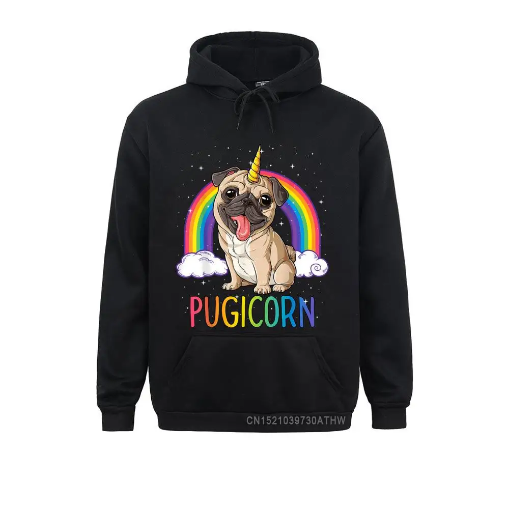 Cute Pugicorn Pug Unicorn Girls Kids Space Galaxy Rainbow Men Sweatshirts Hoodies Long Sleeve Winter Hoods