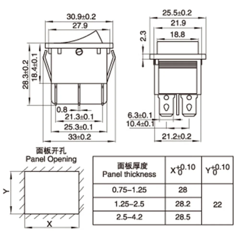 1PCS KCD4 Rast Rocker Schalter Self-locking Power Schalter DPST I/O 4 Pins 16A 250VAC 20A 125VAC Wasserdichte kappe