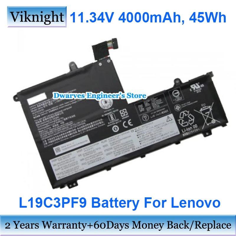 11.34V 4000mAh L19C3PF9 Battery For Lenovo SB10X55571 L19M3PF9 SB10X55573 Li-Polymer Rechargeable Laptop Battery Packs