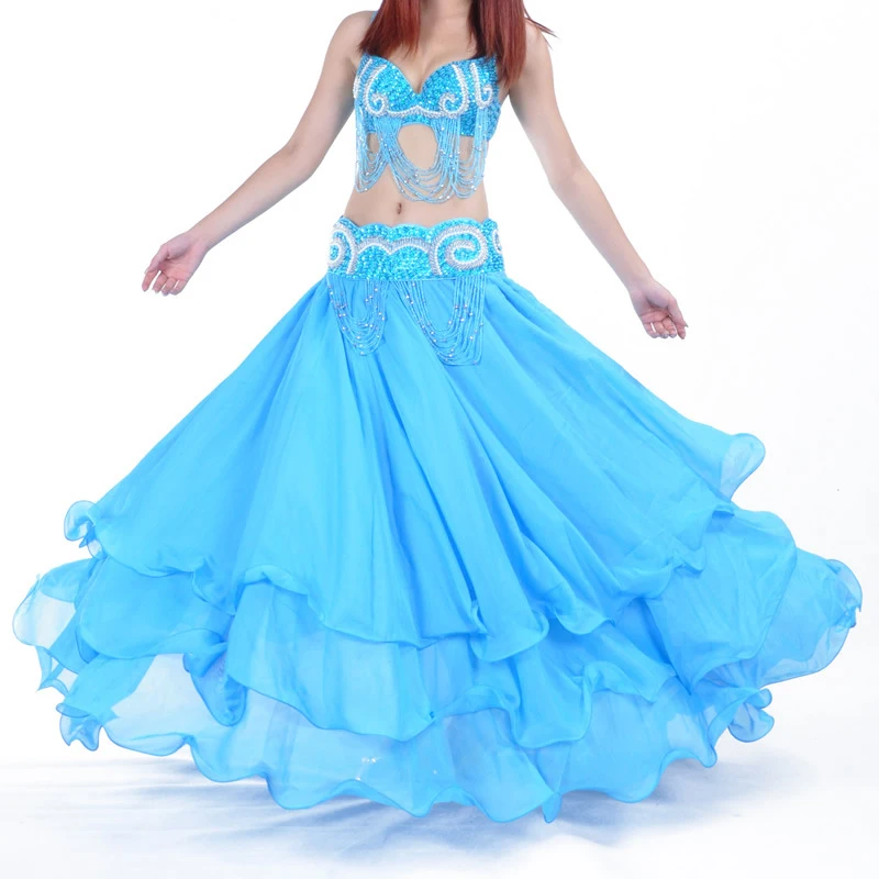 3 Layer Chiffon Wit Dans Rok Voor Volwassen Flamenco/Gypsy Maxi Lange Rok Voor Vrouwen (Zonder Riem)