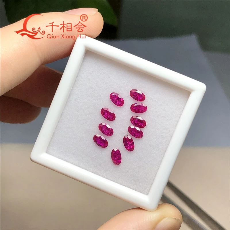 small  size oval shape natural cut ruby  including minor cracks and inclusions corundum loose gem stone