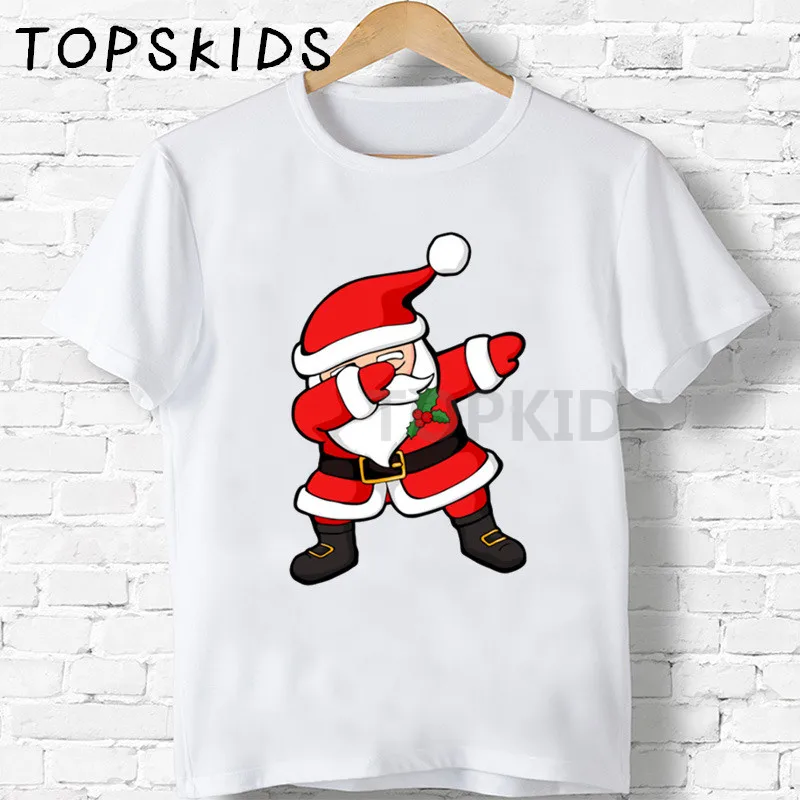 Merry Christmas Dabbing Santa Cartoon Children T-shirts Boys & Girls Funny Baby Clothes Kids Short Sleeve Tshirt Gift Present