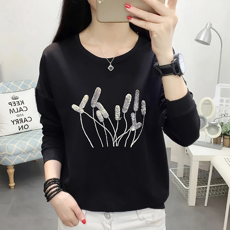 Sudadera Mujer 2022 Spring New Casual Sweatshirt Women Cartoon Character Embroidery Winter Pullover Fall Clothes Womens Clothing