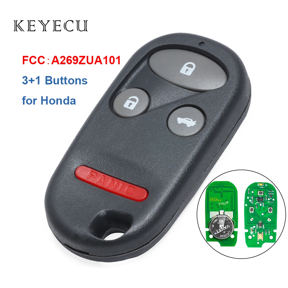 

Keyecu for Honda CR-V Insight Odyssey Pilot Remote Control Car Key Fob 3+1 Buttons FCC: A269ZUA101